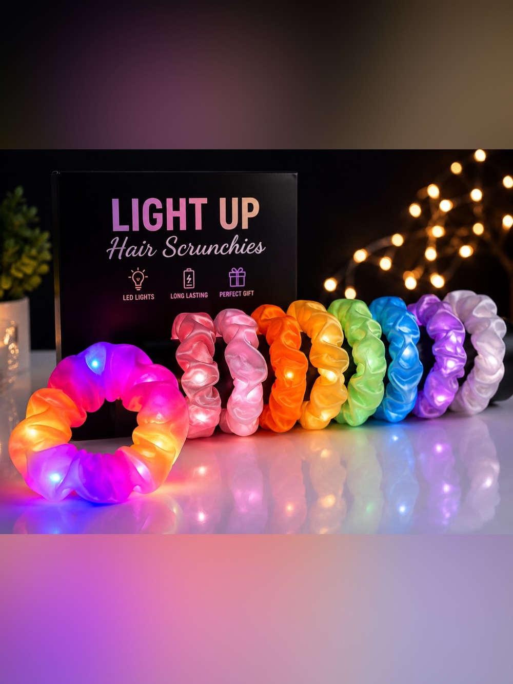 Bundle of 8 LED Party Scrunchie - Multicolor